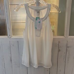 Skies Are Blue White Sleeveless Blouse
